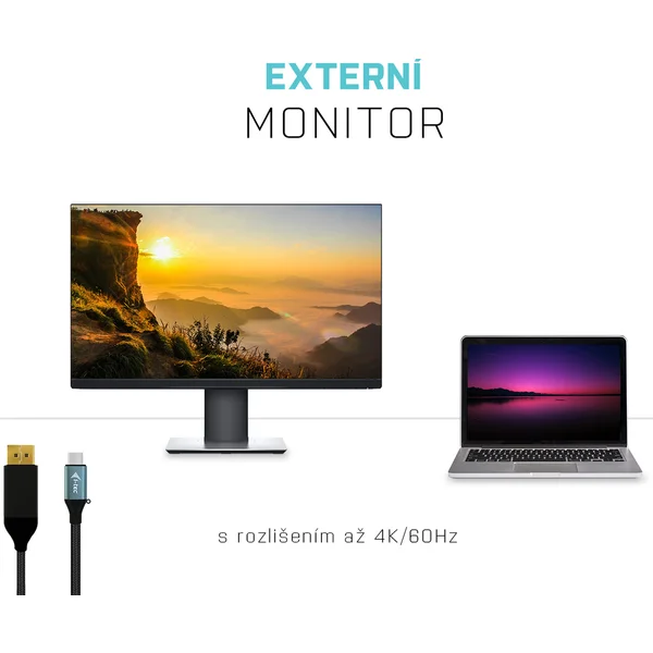 i-tec USB-C/DisplayPort kábel 4K 1,5m čierny - Káble a redukcie - Obrázok 25VV000501