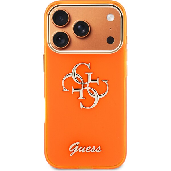 Guess IML 4G Skript Kovové Logo kryt iPhone 17 Pro oranžový - Puzdra - Obrázok 25c0fd0418a340c3b7254c4c3ec30656