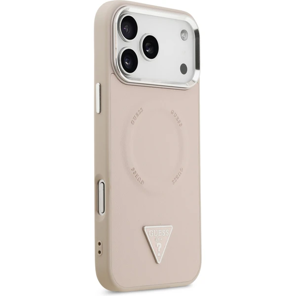 Guess PU Leather Triangle Logo MagSafe kryt iPhone 17 Pro Max ružový - Puzdra - Obrázok 25da33915483427ab5299a2efef6f1a5