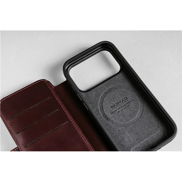 Nomad Modern Leather Folio (Horween) MagSafe kožené púzdro iPhone 17 Pro Max Burgundy - Puzdra - Obrázok 25f627a63b77423f9d76a3a6014d5d53