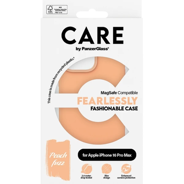 PanzerGlass® CARE kryt Apple iPhone 16 Pro Max MagSafe Fearlessly broskyňový - Puzdra - Obrázok 2608000P01