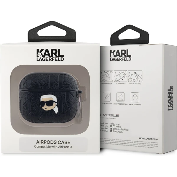 Karl Lagerfeld PU Embossed Karl Head puzdro AirPods 3 čierne - Puzdra - Obrázok 261a917884814f608148d92f6048ccee