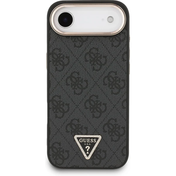 Guess PU Leather 4G Triangle Logo Gold Frame MagSafe kryt iPhone Air čierny - Puzdra - Obrázok 2638e74ea54440a5a3371fdabcf1fb44