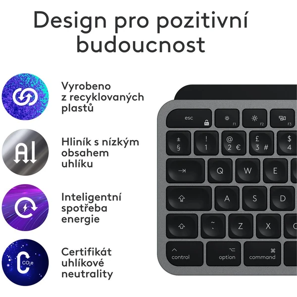 Logitech MX Keys S for Mac CZ/SK bezdrôtová klávesnica vesmírne šedá - Klávesnice - Obrázok 2645000J01