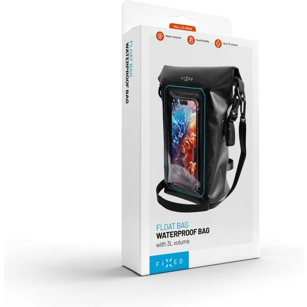 FIXED Float Bag 3L vodeodolný vak s vreckom pre mobilný telefón čierny - Puzdra - Obrázok 2655000N01