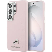 Karl Lagerfeld zrnité PU kožené púzdro K&CH Heads Magnetické kryt Samsung Galaxy S26 Ultra ružový - Puzdra