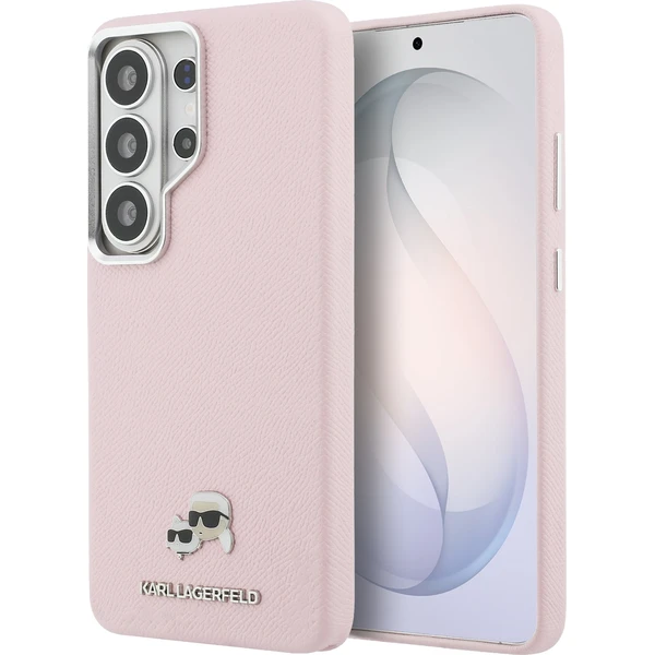 Karl Lagerfeld zrnité PU kožené púzdro K&CH Heads Magnetické kryt Samsung Galaxy S26 Ultra ružový - Puzdra - Hlavný obrázok