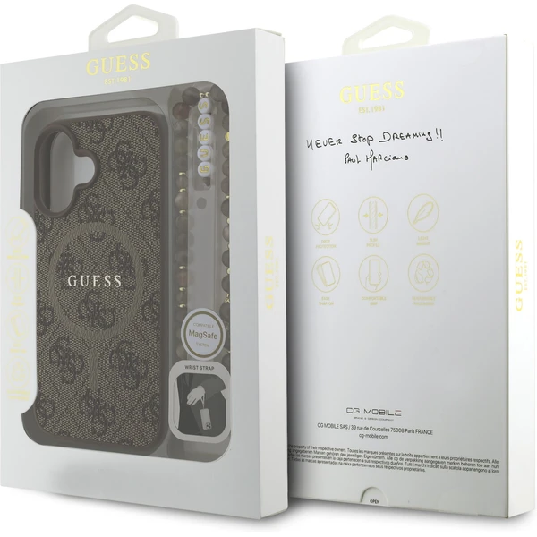 Guess PU Leather 4G Colored Ring Strap MagSafe kryt iPhone 16 hnedý - Puzdra - Obrázok 268320f22a84469ca340e3a1766fef4f