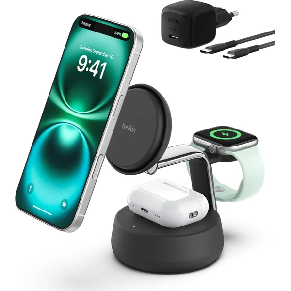 Belkin UltraCharge™ PRO Qi2 25W 3v1 MagSafe nabíjačka pre iPhone/Apple Watch/AirPods tmavo šedá - Nabíjačky - Hlavný obrázok