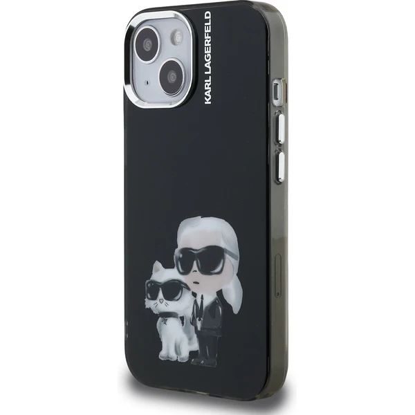 Karl Lagerfeld IML Aquarelle Karl and Choupette kryt iPhone 15 čierny - Puzdra - Obrázok 26a103d7e7e543d1be806e3fb419eb00