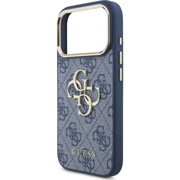 Guess PU Leather 4G Metal Logo Gold Frame Zadný kryt pre iPhone 18 Pro Blue - Puzdra - Obrázok 26c30cacd3324917ab25a740a84bec83