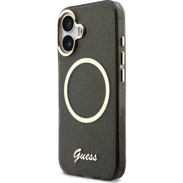 Guess IML Glitter Script Strap MagSafe kryt iPhone 17 čierny - Puzdra - Obrázok 26cea9dc29e140e78a200120581fb03f