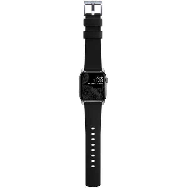 Nomad Active Strap Pre hydrofóbny kožený remienok Apple Watch 49/45/44/42mm čierny/strieborný - Remienky - Obrázok 27G1000K01