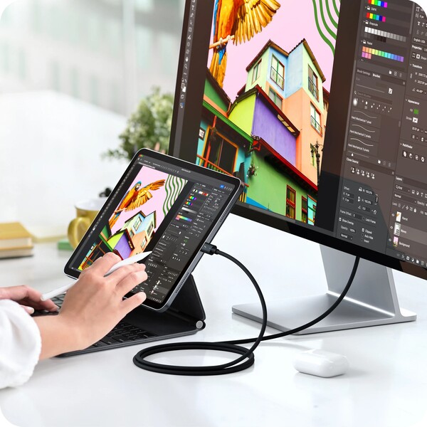 Satechi Thunderbolt 5 Pro pletený kabel (PD 240W,80Gpbs,8K Video) 1m vesmírně černý - Káble a redukcie - Obrázok 2854828127f24151933a11334dec7d43