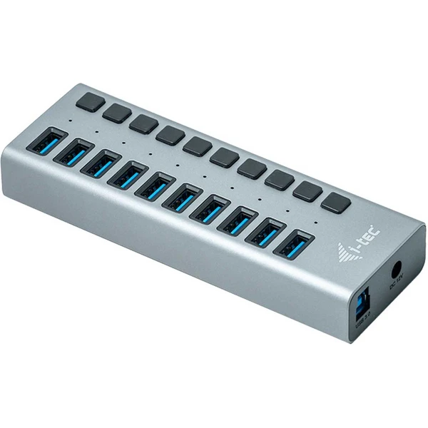 i-tec USB 3.0 Charging HUB 10 Port + Power Adaptér 48 W striebor - USB huby - Obrázok 285U200301