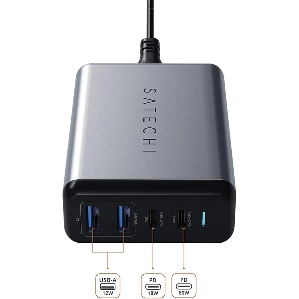 Satechi 75W Dual USB-C PD cestovní nabíječka vesmírně šedý - Nabíjačky - Obrázok 287D100301