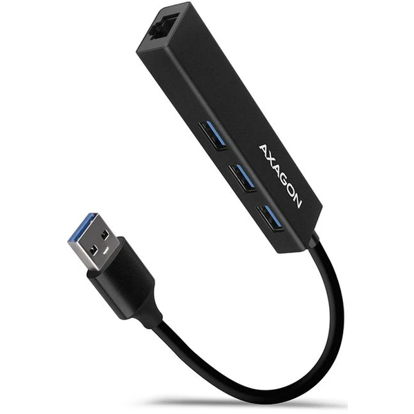 AXAGON HMAGL3A USB 3.2 Gen 1 hub porty 3x USBA + Gigabit Ethernet kovový kábel USBA 20cm - USB huby - Hlavný obrázok