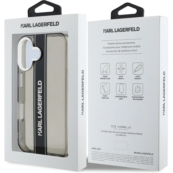 Karl Lagerfeld IML Stripe Logo kryt iPhone 16 čierny - Puzdra - Obrázok 28973f6b178844229e2a766e7a096e3d