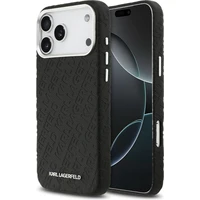 Karl Lagerfeld Grained PU Repeated Logo MagSafe kryt iPhone 17 Pro Max čierny - Puzdra