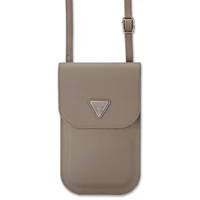Guess PU Grained Triangle Logo Taška na Telefón Brown - Puzdra
