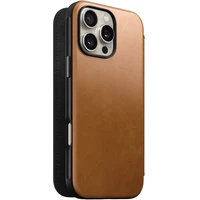 Nomad Modern Leather Folio MagSafe púzdro iPhone 16 Pro Max svetlo hnedé - Puzdra