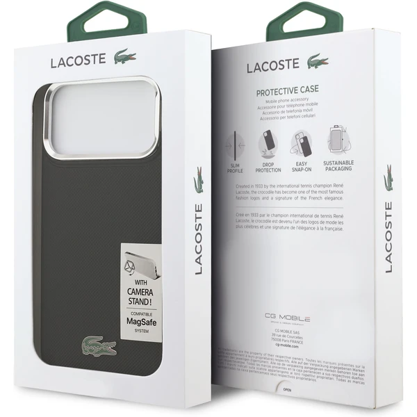 Lacoste Iconic Petit Pique Camera Stand MagSafe kryt iPhone 17 Pro Max čierny - Puzdra - Obrázok 28e1ab8bcf47432b87ddc579e6a430fe