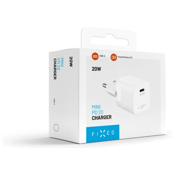 FIXED Mini nabíjačka s USB-C a PD, 20W, biela - Nabíjačky - Obrázok 28e3edd521b840b2ae0d8bdd5eb42b27