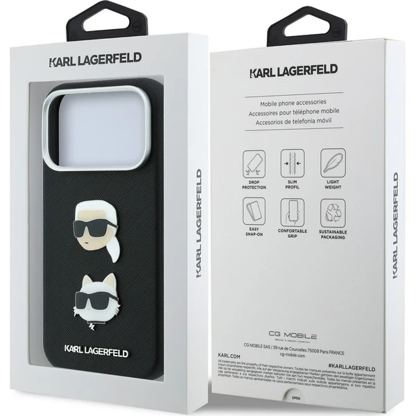 Karl Lagerfeld PU Semi Wrap Saffiano K&CH Heads kryt iPhone 18 Pro černý - Puzdra - Obrázok 294a7591316f4a80abb8c05ca20e908b