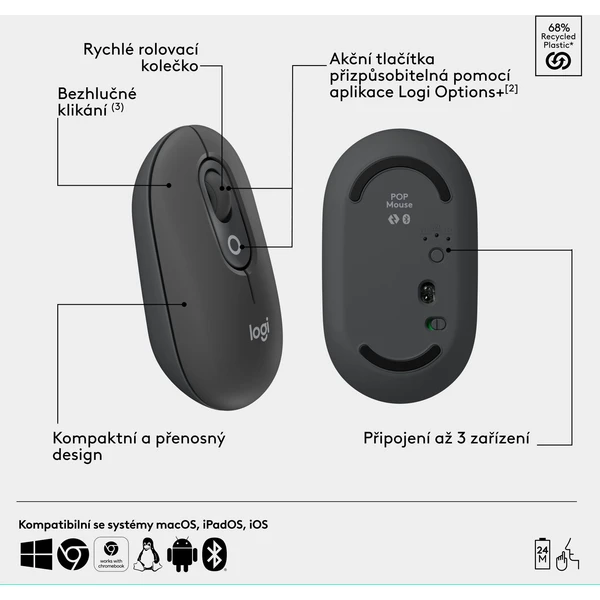 Logitech POP myš grafitová - Myši - Obrázok 29U8000O01