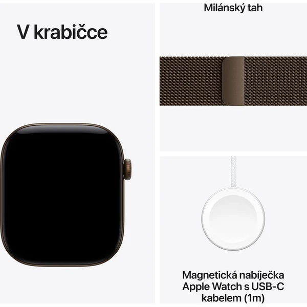 Apple Watch Series 12 (46mm) Tmavě bronzový hliník s tmavě bronzovým milánským tahem S/M - Inteligentné hodinky - Obrázok 29cb111fe85f4a00a3bf90d883d100a2