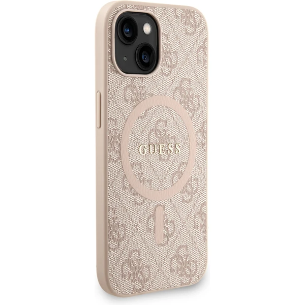 Guess PU Leather 4G Colored Ring Strap MagSafe kryt iPhone 14 ružový - Puzdra - Obrázok 29f87aaeebe742afb1a6ef8927e6b2ed