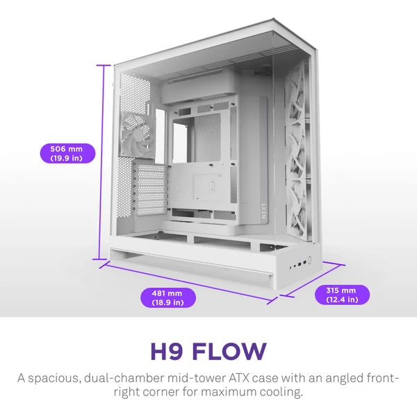 NZXT H9 Flow biela - Počítačové skrine - Obrázok 2A7K000K01