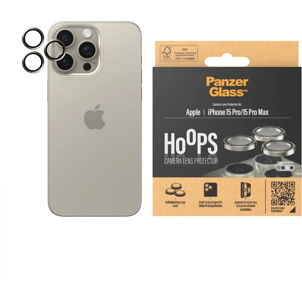 PanzerGlass HoOps ochranné krúžky Apple iPhone 16 Pro/16 Pro Max/15 Pro/15 Pro Max prírodný hliník - Ochranné fólie a sklo - Obrázok 2BD1000O01