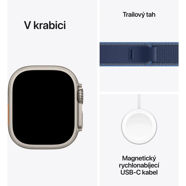 Apple Watch Ultra 3 (2025) 49mm Prírodný titán s modrým/jasne modrým trailovým ťahom M/L - Inteligentné hodinky - Obrázok 2BQH000K01