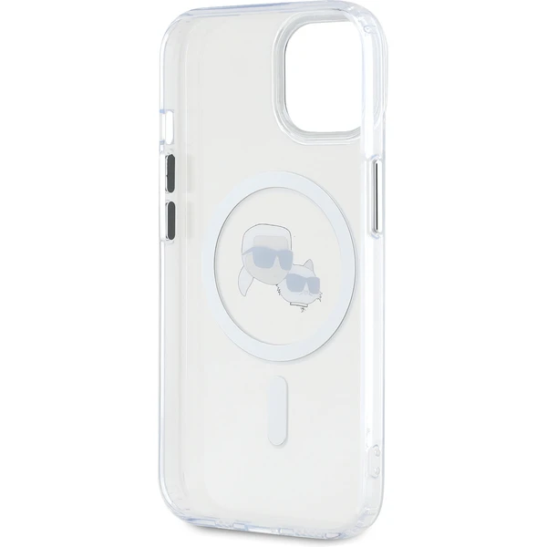 Karl Lagerfeld IML K&CH Heads Metal Frame MagSafe zadný kryt iPhone 15 číry - Puzdra - Obrázok 2CO5000J01