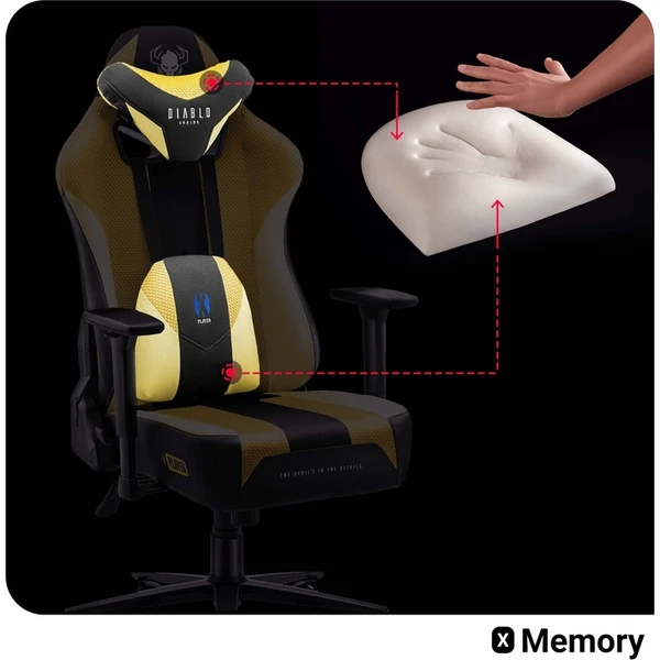 Diablo X-Player 2.0 King Size látková herná stolička čierno-žltá - Stoličky - Obrázok 2ECG000K01