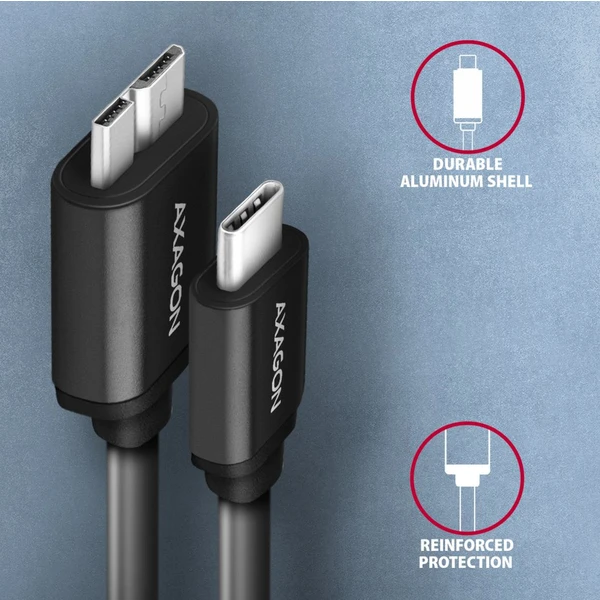 AXAGON MicroUSB-B/USB-C napájací kábel 1m čierny - Káble a redukcie - Obrázok 2ED0700301