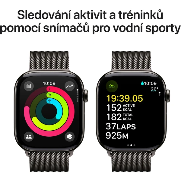 Apple Watch Series 10 Cellular 46mm Bridlicovo šedý titán s bridlicovo šedým milánskym ťahom S/M - Inteligentné hodinky - Obrázok 2EQ7000K01
