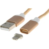 PremiumCord USB-A/MicroUSB-B napájací kábel s magnetickým konektorom 1m zlatý - Káble a redukcie