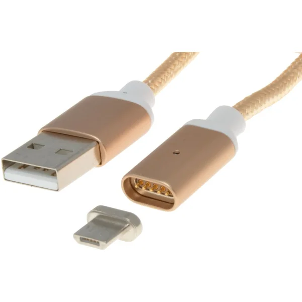 PremiumCord USB-A/MicroUSB-B napájací kábel s magnetickým konektorom 1m zlatý - Káble a redukcie - Hlavný obrázok