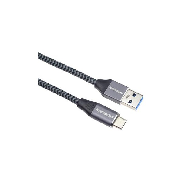 E-shop PremiumCord USB-C/USB-A napájací kábel 0,5 m čierny/šedý