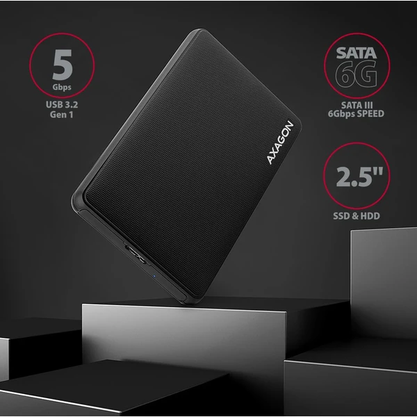 AXAGON externý box pre 2,5 SSD/HDD - USB 3.2 Gen 1 čierny - Externé boxy - Obrázok 2GD0700301