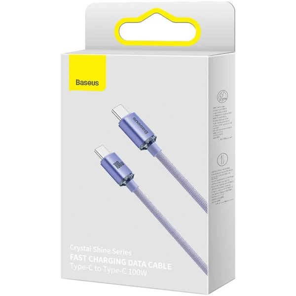 Baseus CAJY000705 Crystal Shine Series Dátový Kábel USB-C - USB-C 100W 2m Purple - Káble - Obrázok 2GRL100501