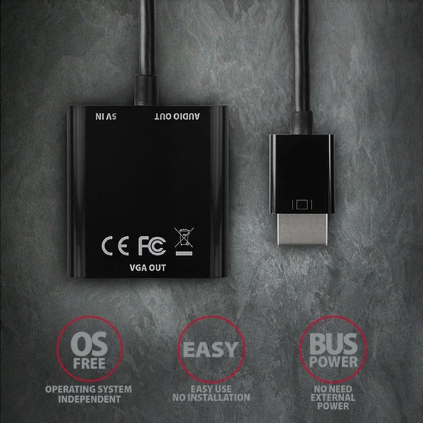 AXAGON HDMI/VGA redukcia 0,2m čierna - Káble a redukcie - Obrázok 2K7HF00101