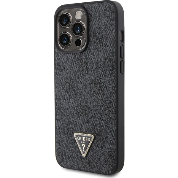 Guess PU 4G Strass Triangle Metal Logo kryt iPhone 15 Pro Max čierny - Puzdra - Obrázok 2KK8000601