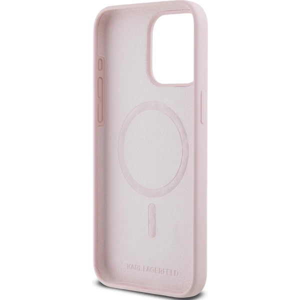 Karl Lagerfeld Liquid Silicone Karl and Choupette Magsafe zadný kryt iPhone 15 Pre ružový - Puzdra - Obrázok 2KP5000J01