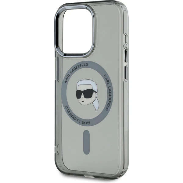 Karl Lagerfeld IML Karl Head Metal Frame MagSafe zadný kryt pre iPhone 15 Pro Max čierny - Puzdra - Obrázok 2KS6000L01