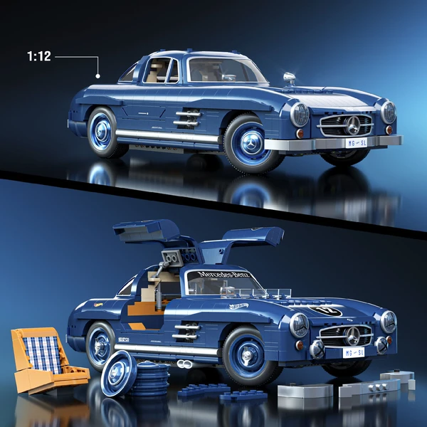 Mattel Brick Shop zostaviteľný model Hot Wheels - Mercedes-Benz 300SL (Premium series) - Stavebnica - Obrázok 2MWG000K01