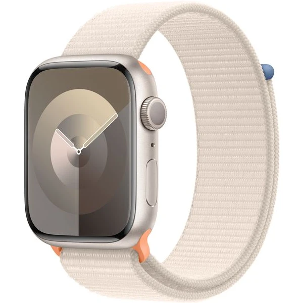 Apple Watch Series 9 45mm Hviezdne biely hliník s hviezdne bielym prevliekacím remienkom - Inteligentné hodinky - Hlavný obrázok