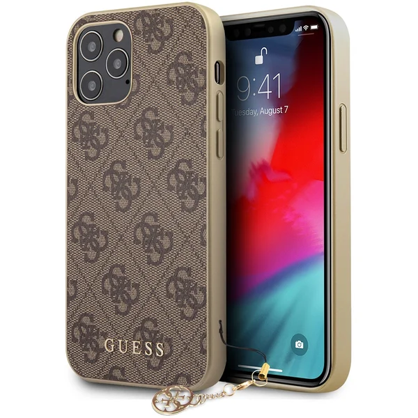 Guess 4G Charms kryt iPhone 12/12 Pro 6.1" hnedý - Puzdra - Hlavný obrázok